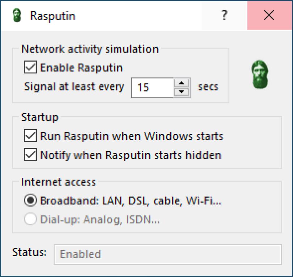 Rasputin main screen