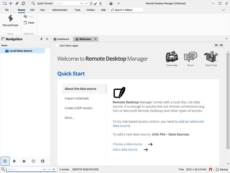 Remote Desktop Manager Enterprise main screen