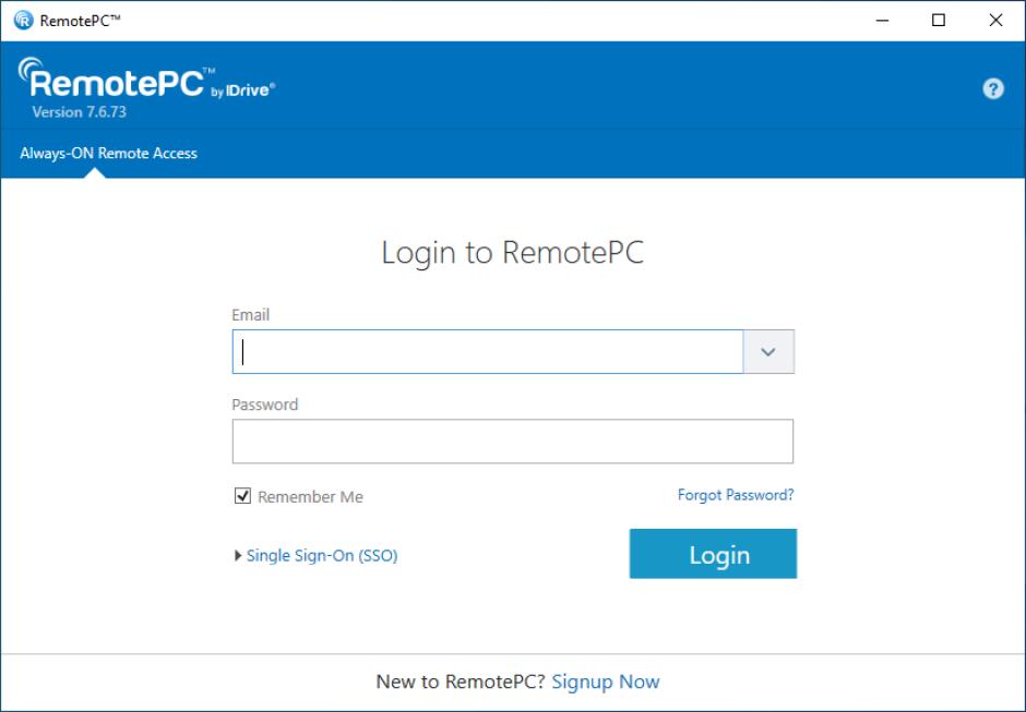 RemotePC main screen