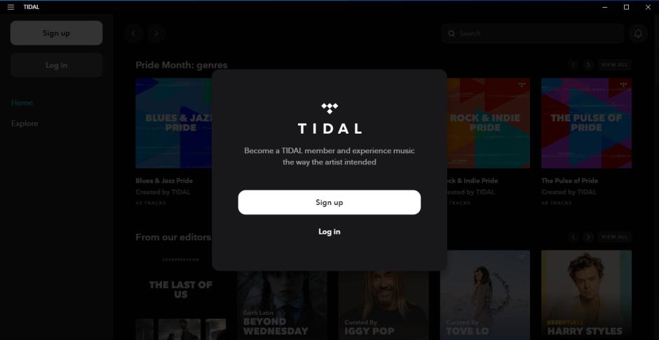 TIDAL main screen