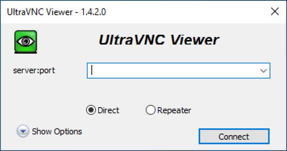 UltraVNC Viewer main screen
