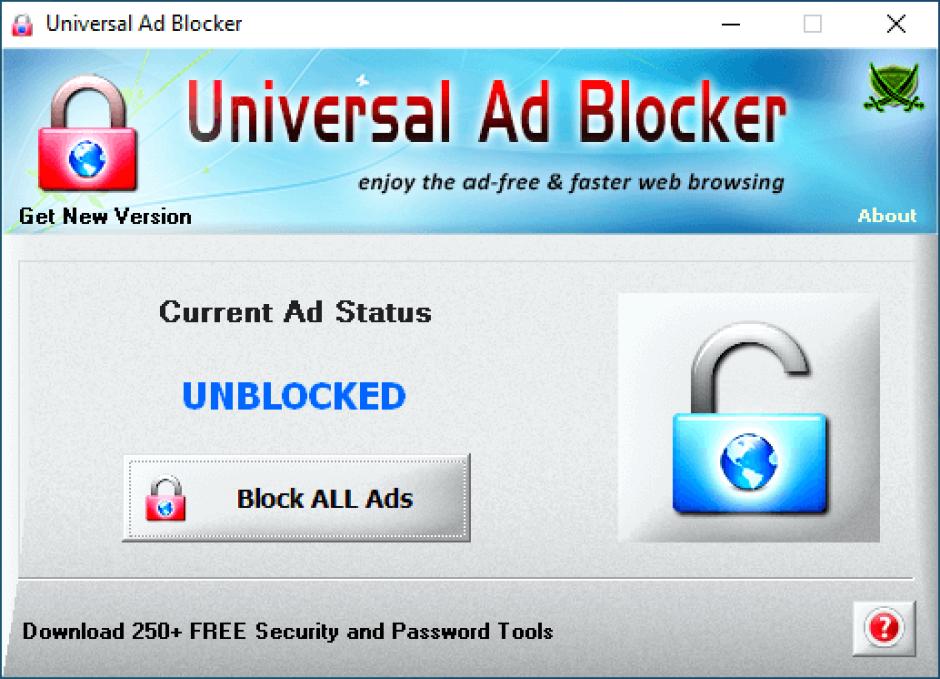 Universal Ad Blocker main screen