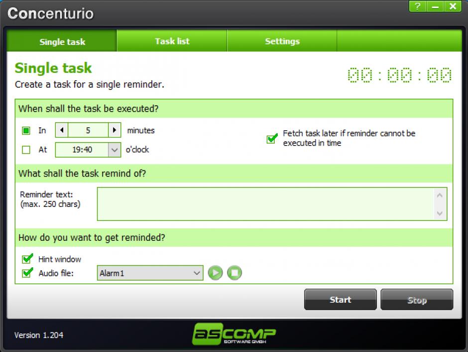 screenshot of program