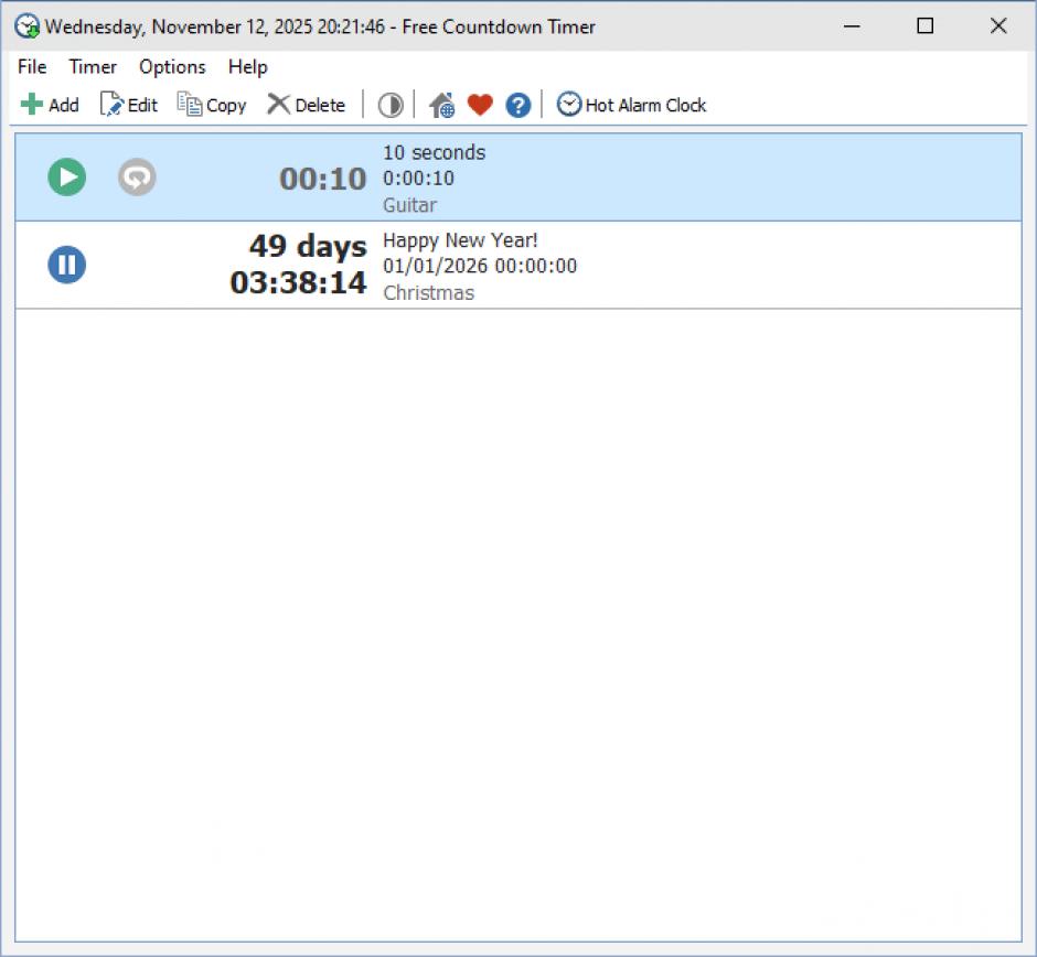 screenshot of program