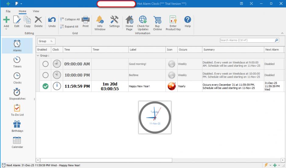 screenshot of program