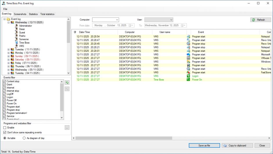 screenshot of program