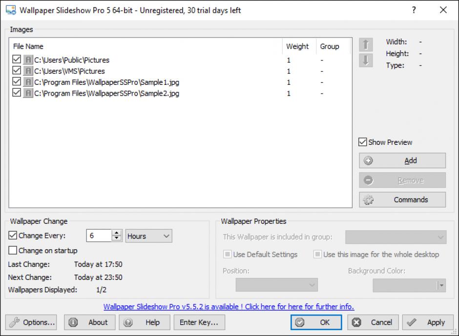 screenshot of program