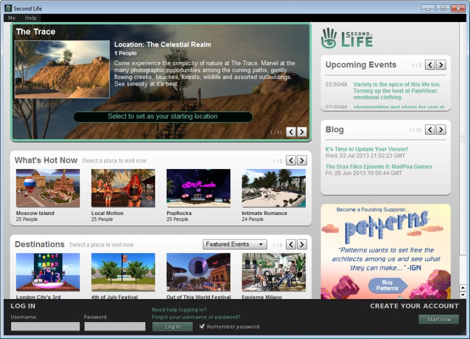 Second Life main screen
