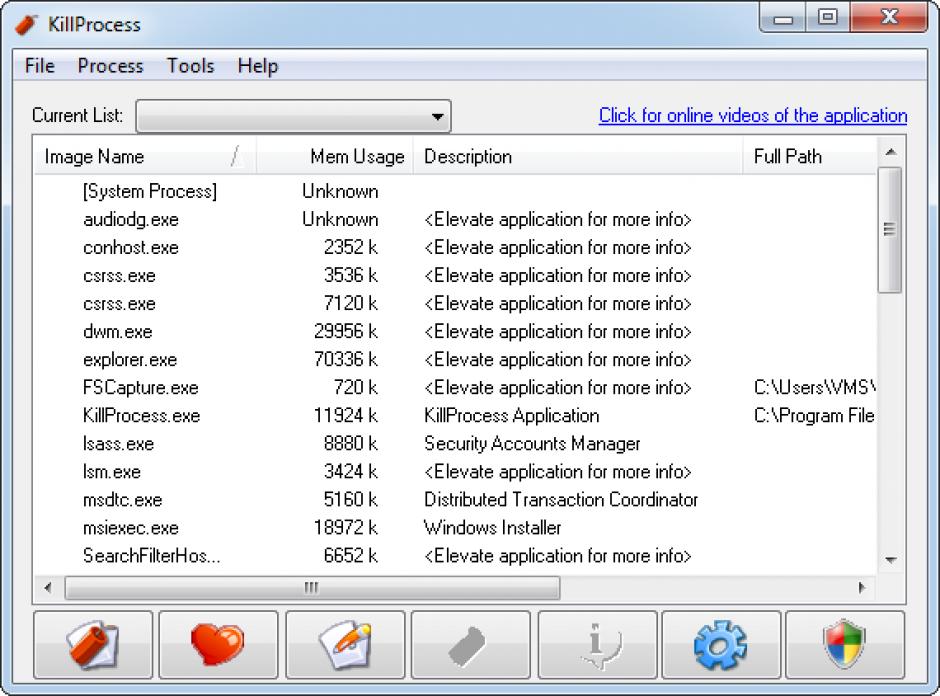 screenshot of program