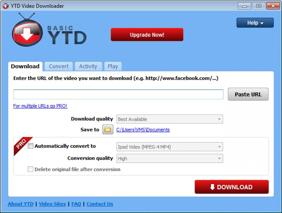 YTD Video Downloader main screen.