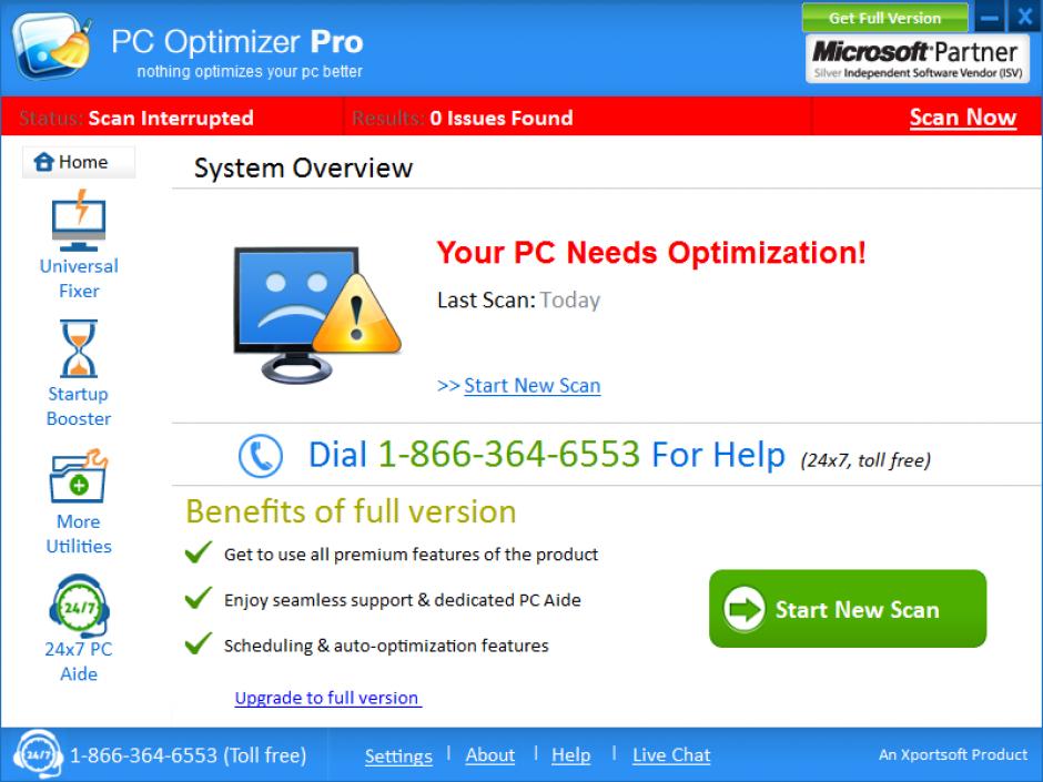 PC Optimizer Pro main screen
