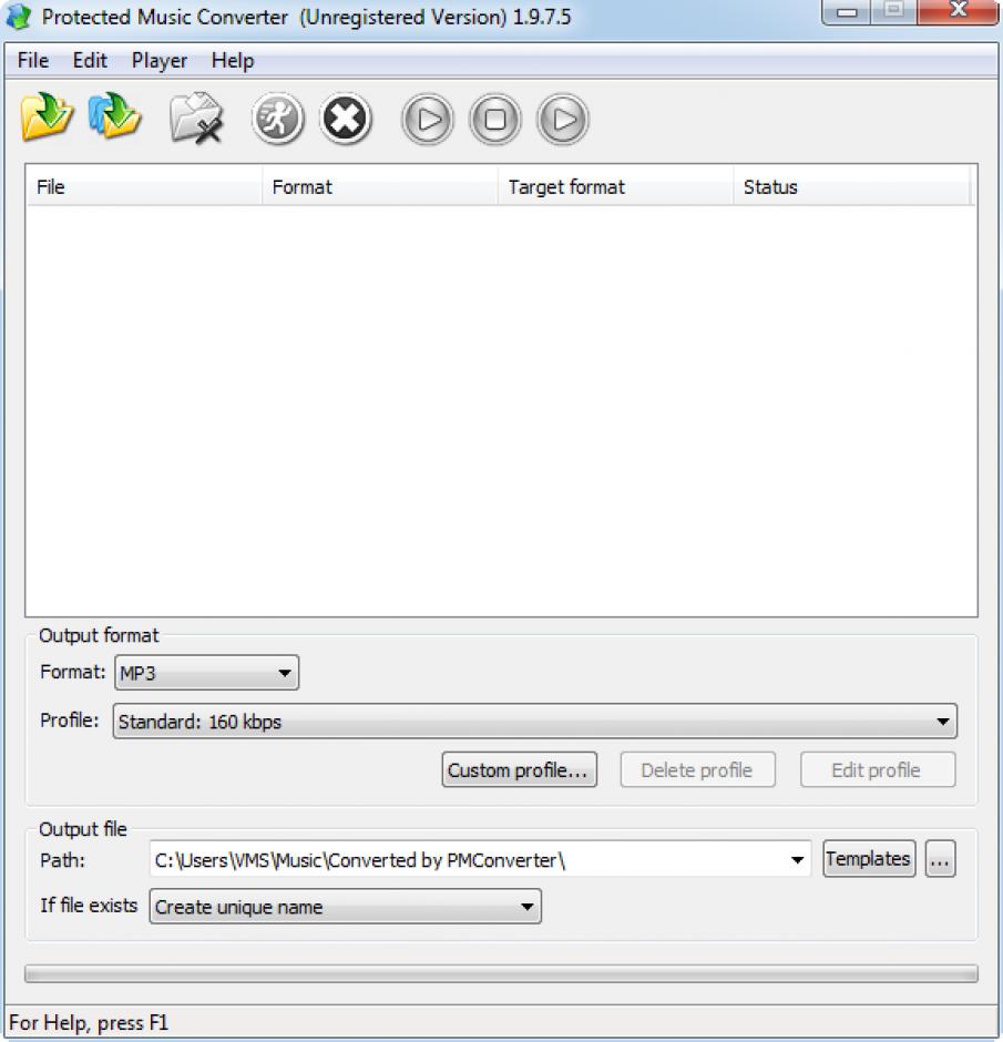 screenshot of program