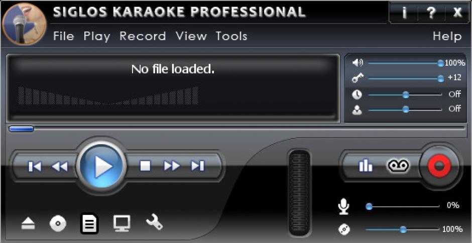 Siglos Karaoke Professional main screen