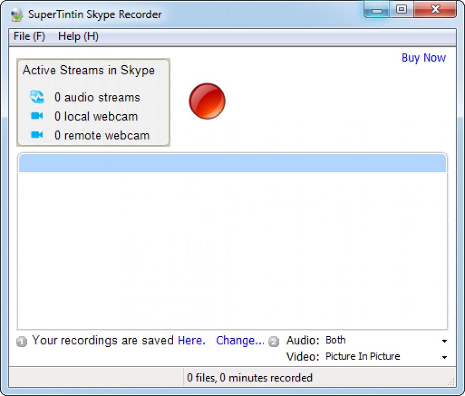 SuperTintin Skype Video Call Recorder main screen