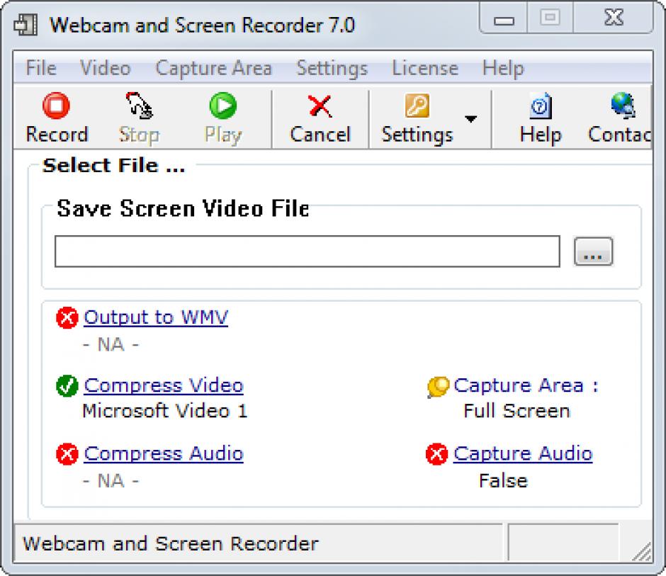 Webcam Screen Recorder main screen