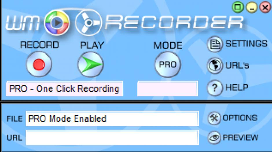WM Recorder main screen