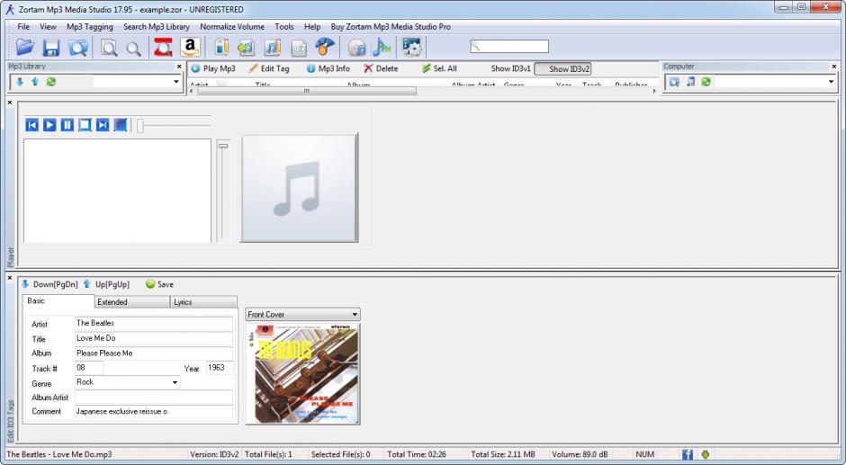 Zortam Mp3 Media Studio main screen