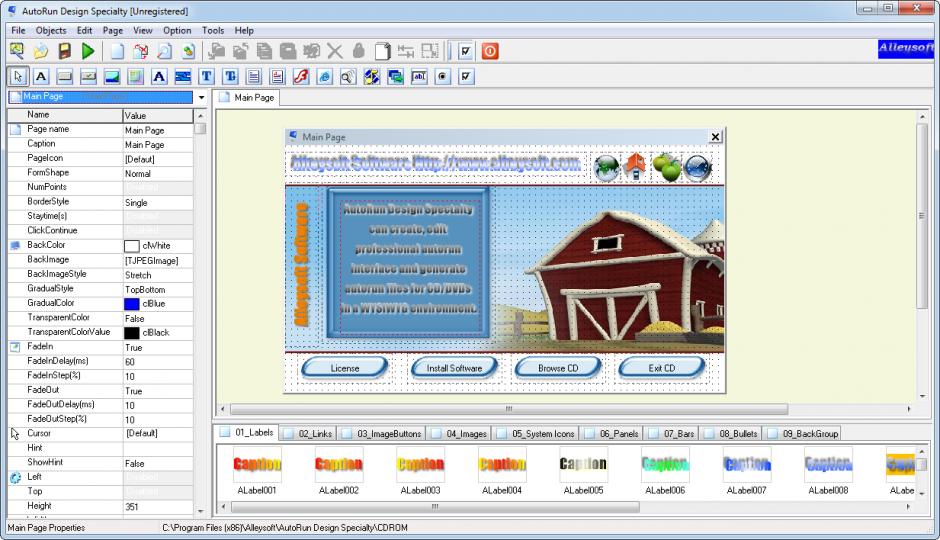 screenshot of program