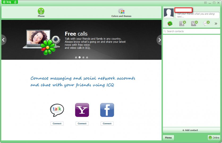 ICQ main screen