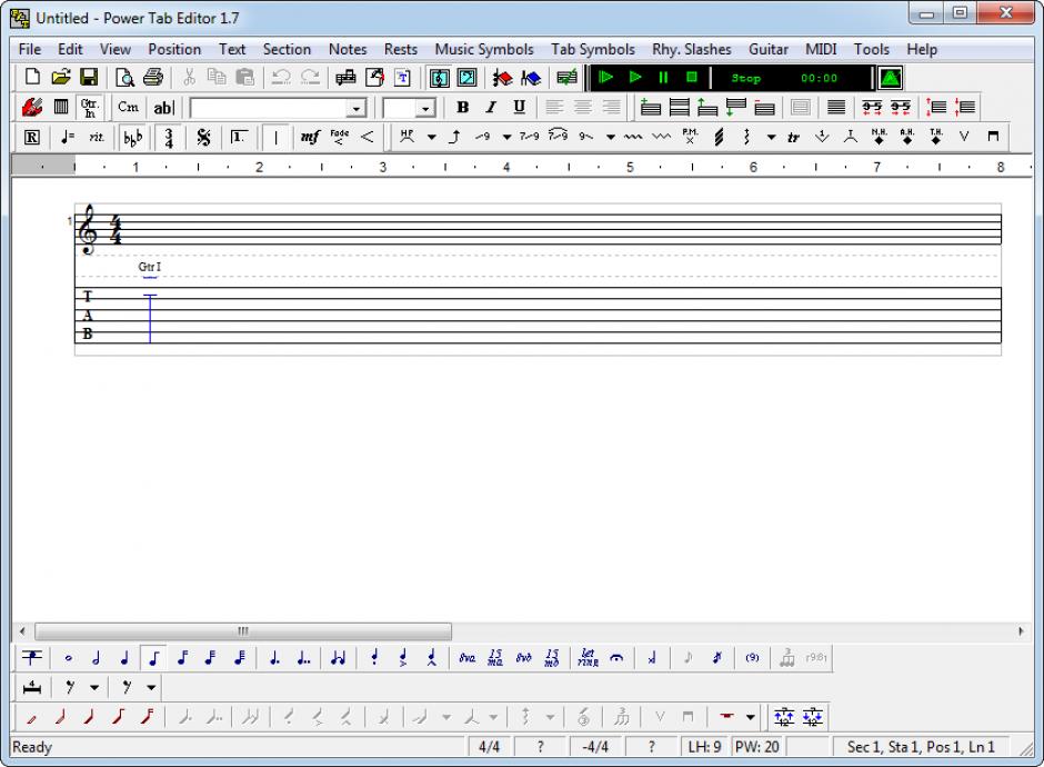 Power Tab Editor main screen