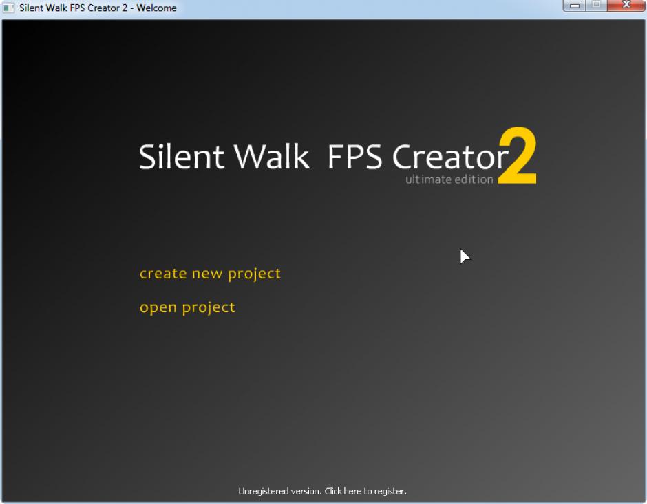 Silent Walk FPS Creator main screen