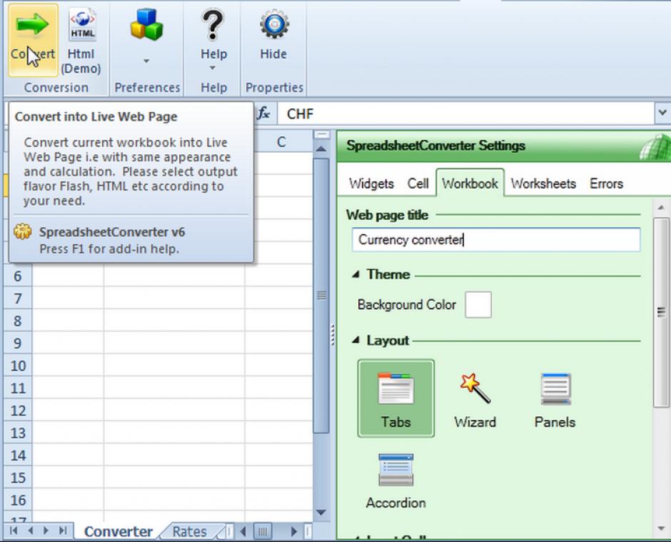 Spreadsheet Converter main screen