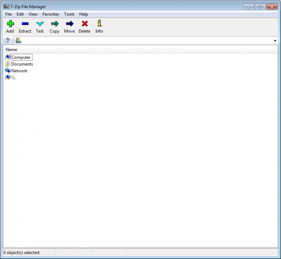 7-Zip main screen