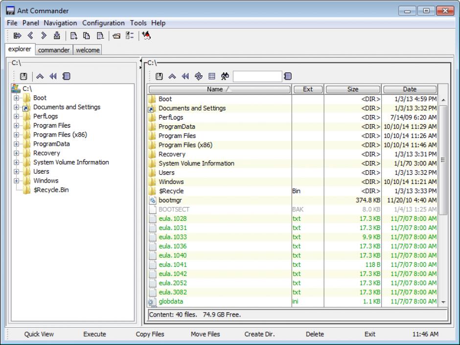 screenshot of program