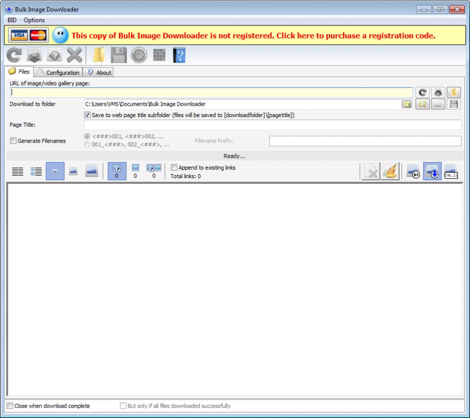 Bulk Image Downloader main screen