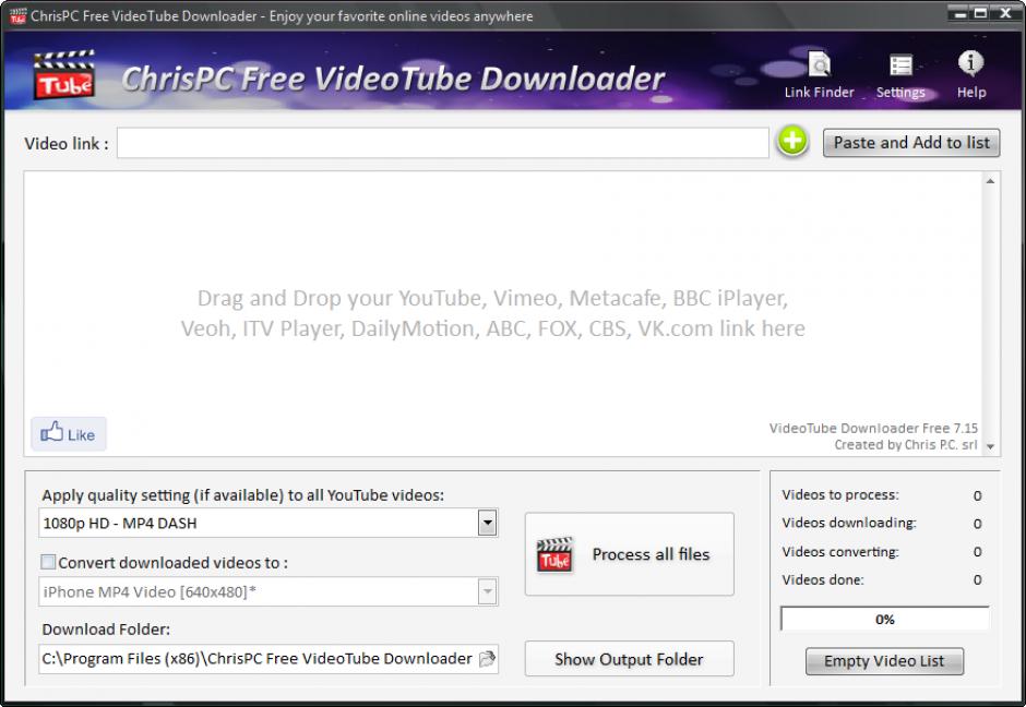 ChrisPC Free VideoTube Downloader main screen