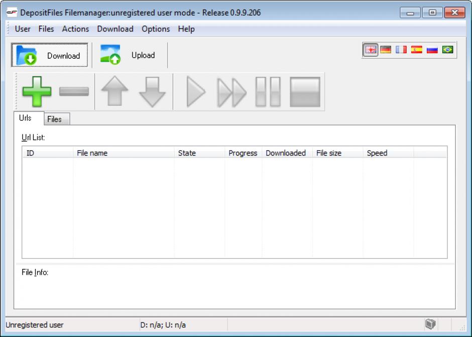 Depositfiles Filemanager main screen