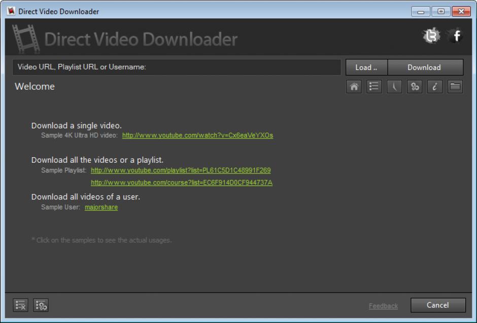 Direct Video Downloader main screen