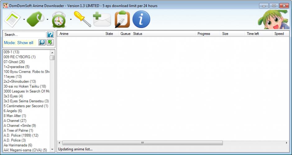 DomDomSoftAnime Downloader main screen