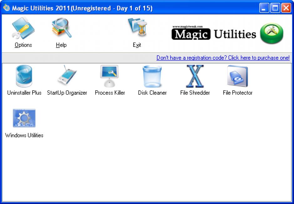 Magic Utilities 2011 main screen