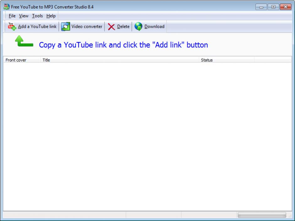 Free YouTube to MP3 Converter Studio main screen