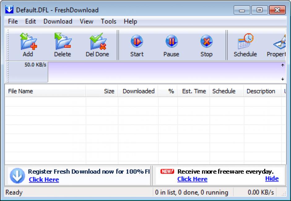 FreshDownload main screen