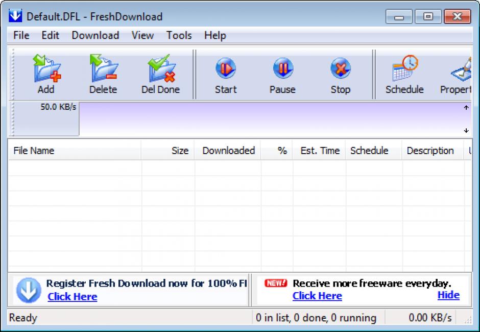 FreshDownload main screen