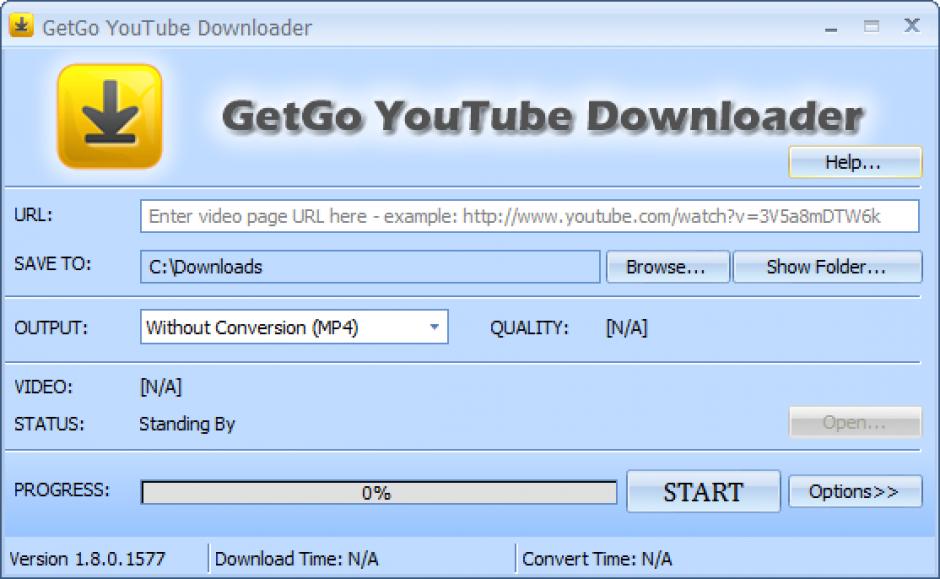GetGo YouTube Downloader main screen
