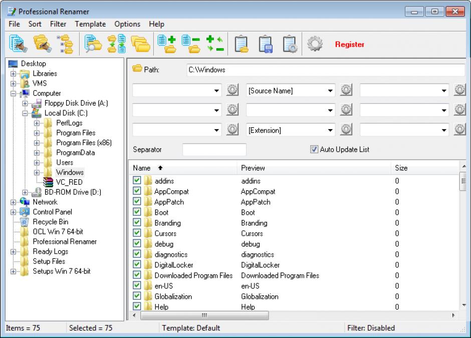 screenshot of program