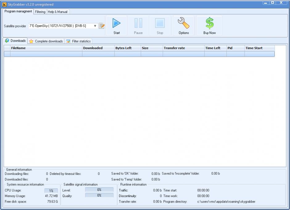 screenshot of program