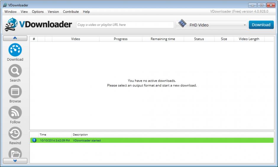 VDownloader main screen