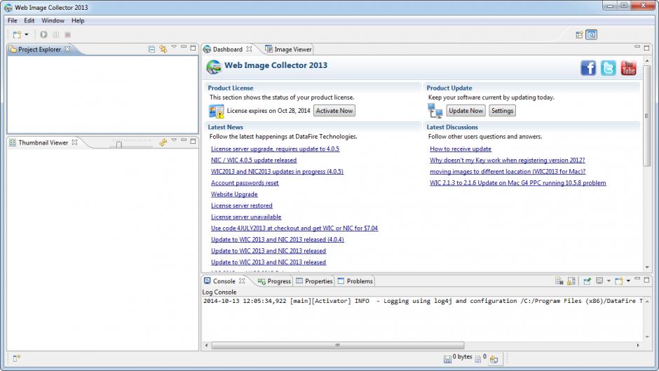 Web Image Collector 2013 main screen