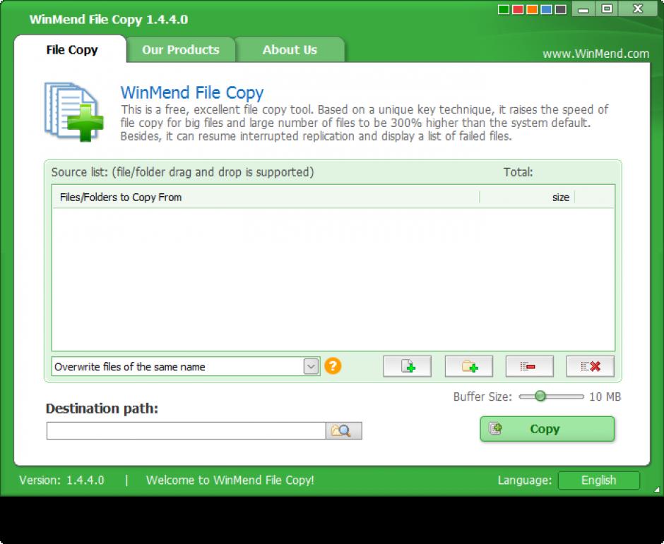 WinMend File Copy main screen