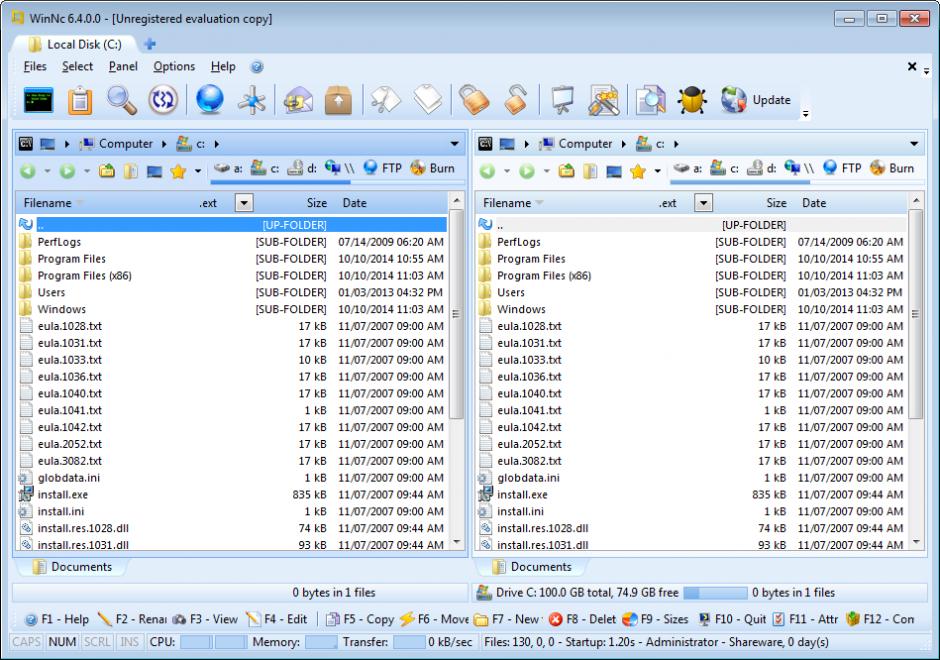 screenshot of program