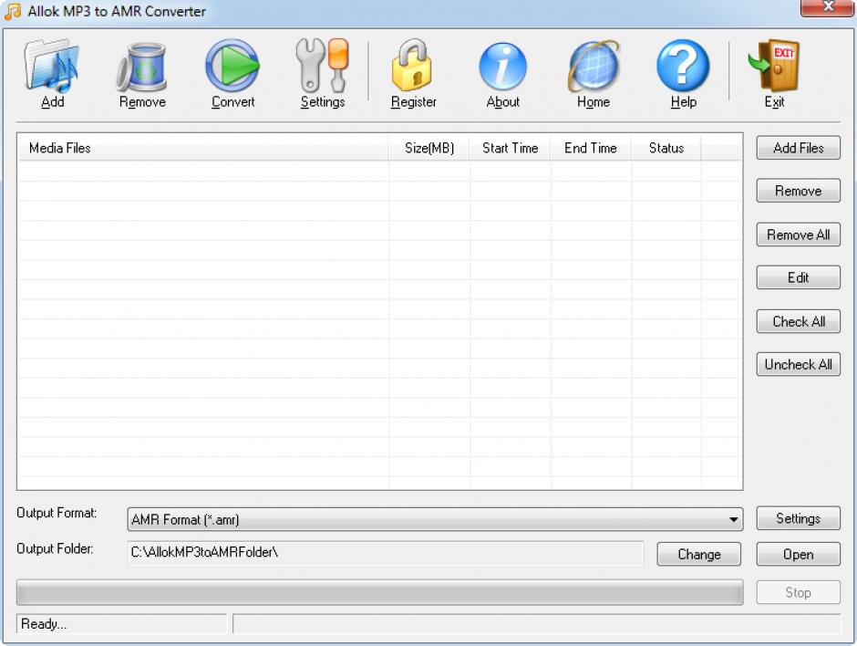 Allok MP3 to AMR Converter main screen