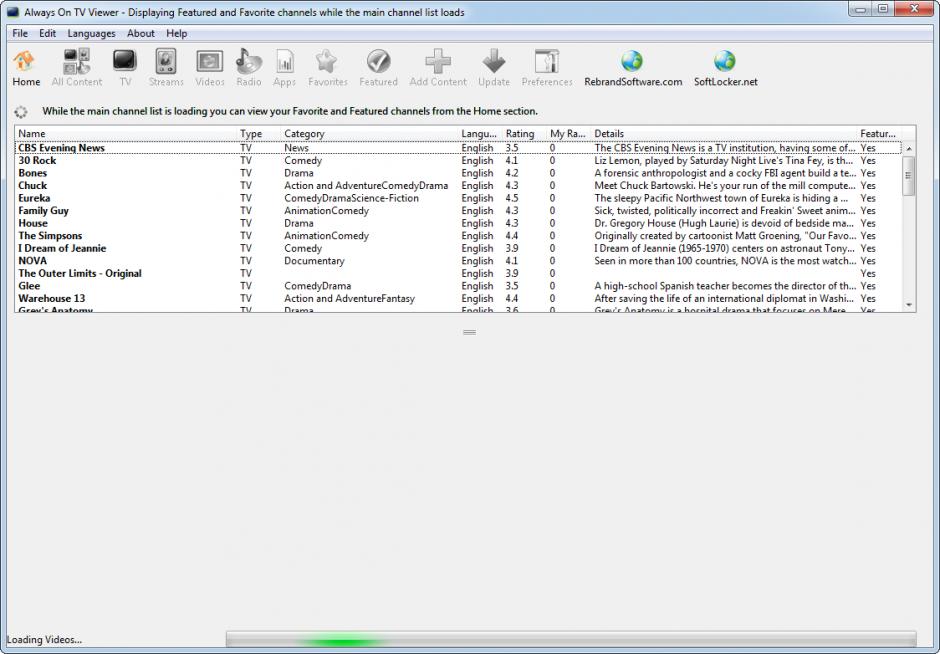 screenshot of program