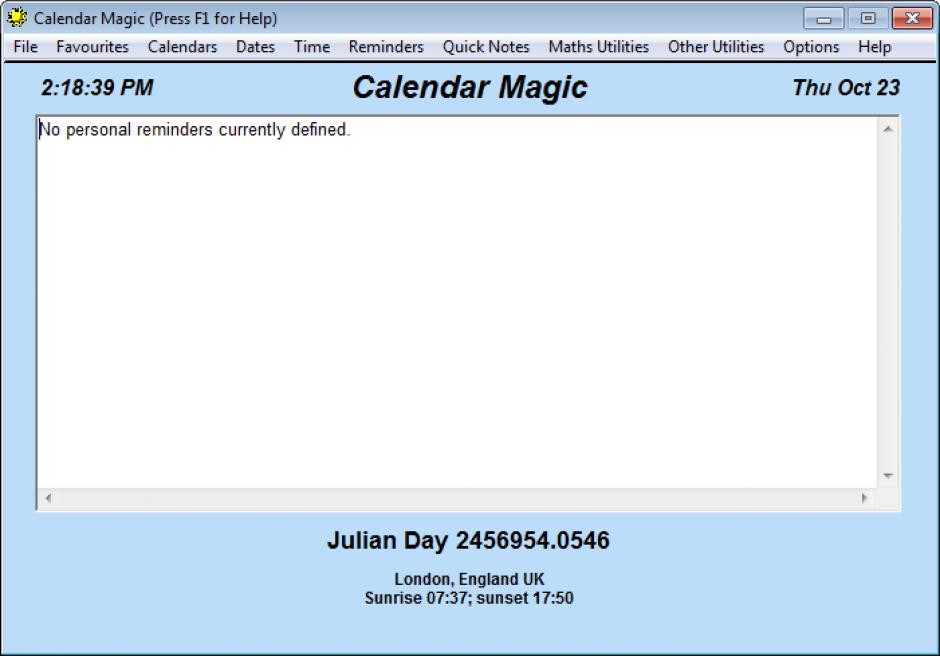 Calendar Magic main screen