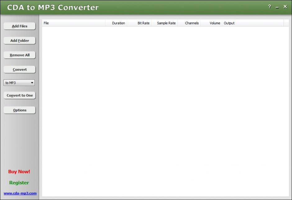 CDA to MP3 Converter main screen