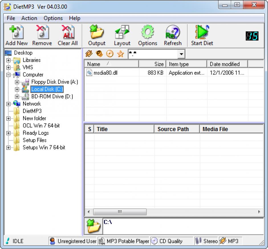 screenshot of program