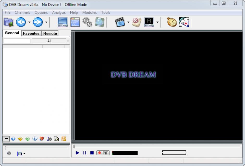 DVB Dream main screen